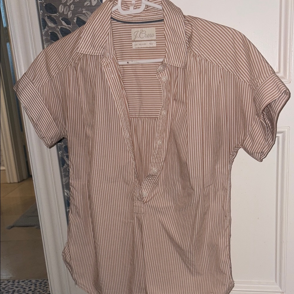 J. Crew Women's Brown Striped Button Down Shirt